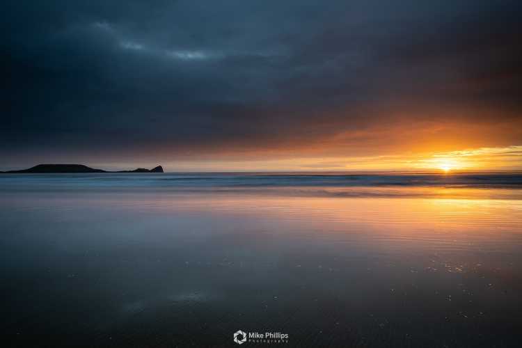 Rhossili beach sunset